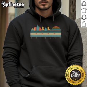 Vintage Chicago flag skyline hoodie featuring retro Illinois city design, perfect for stylish urban wear.