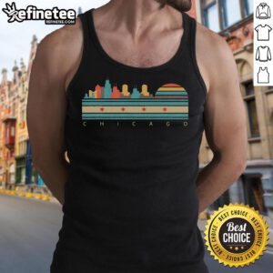 Vintage Chicago flag skyline tank top, showcasing retro Illinois city design, perfect for stylish summer wear.