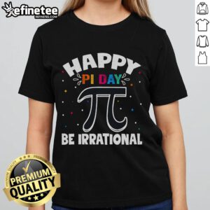 Happy Pi Day t-shirt featuring a cute math teacher celebrating 3.14, perfect for math enthusiasts and educators.