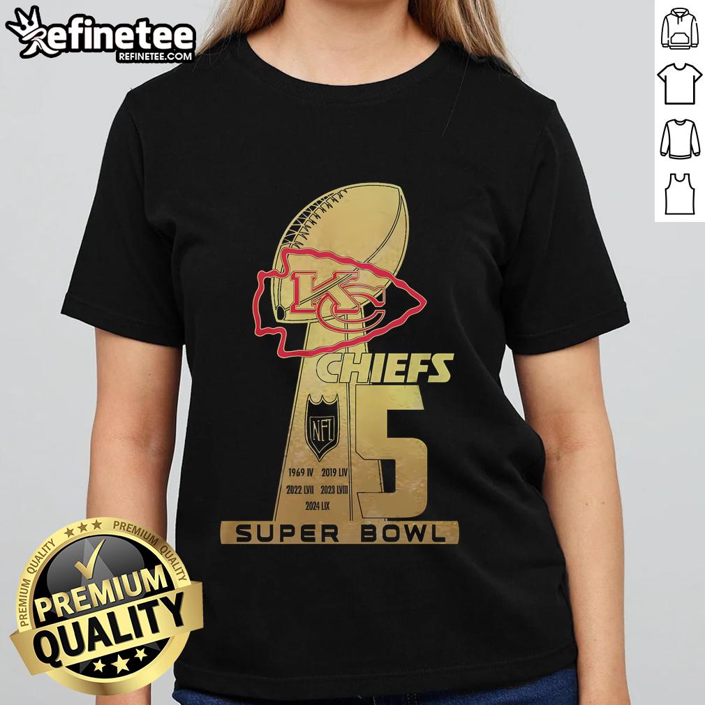 Premium Kansas City Chiefs 5 Super Bowl ladies tee, featuring vibrant team colors and stylish design for female fans.