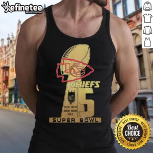 Premium Kansas City Chiefs 5 Super Bowl tank top featuring bold team logo and vibrant colors for fans.