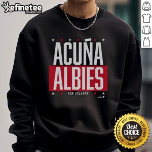 Top Acua Albies for Atlanta sweatshirt featuring vibrant team colors and player graphics, perfect for fans.
