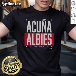 Top Acua-Albies for Atlanta T-Shirt featuring vibrant graphics of Braves stars Ronald Acua Jr. and Ozzie Albies.
