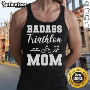 Top Badass Triathlon Mom Tank Top in vibrant colors, perfect for active moms who love triathlons and fitness.
