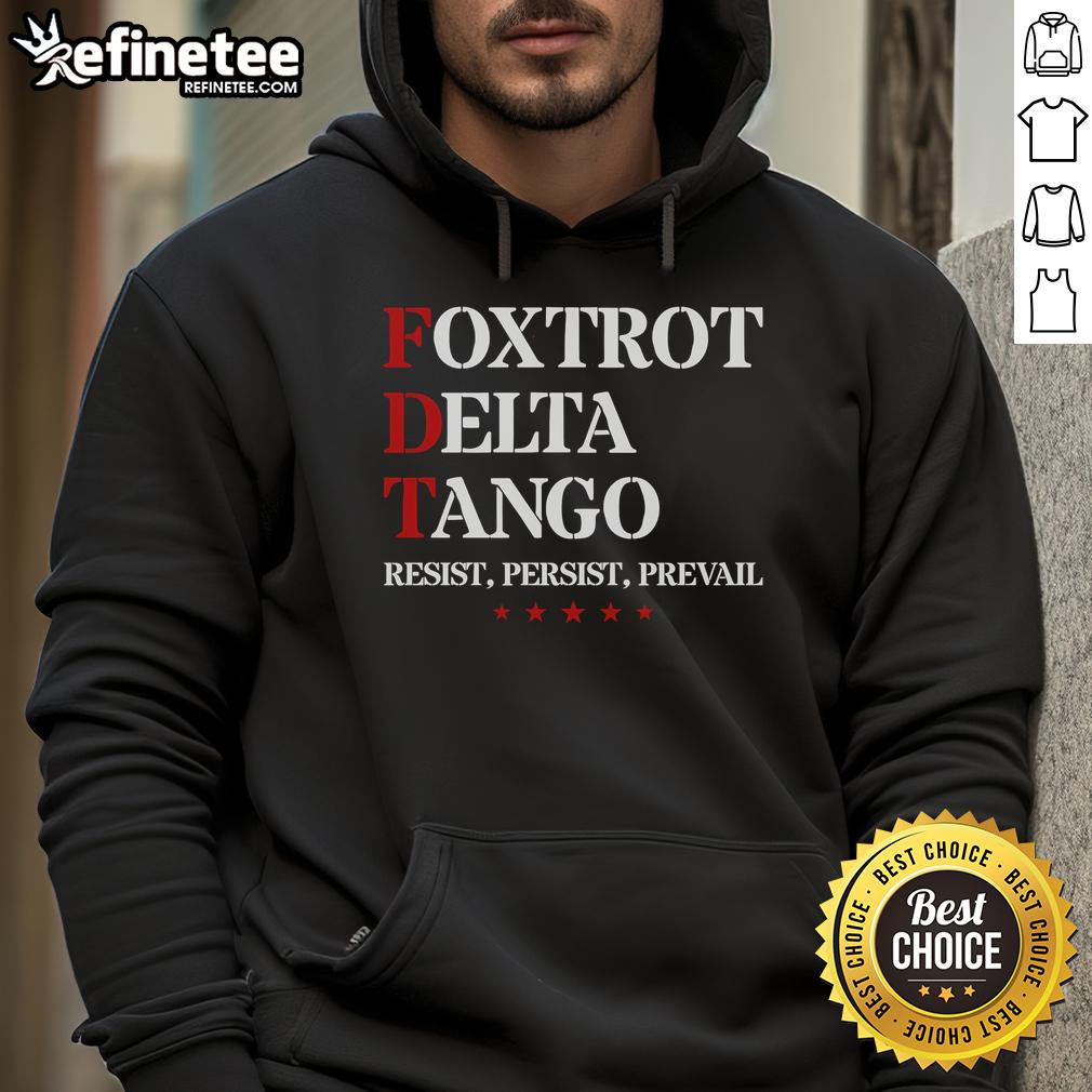 Top Foxtrot Delta Tango Anti-Trump Hoodie featuring bold graphics and a modern design for political activism.