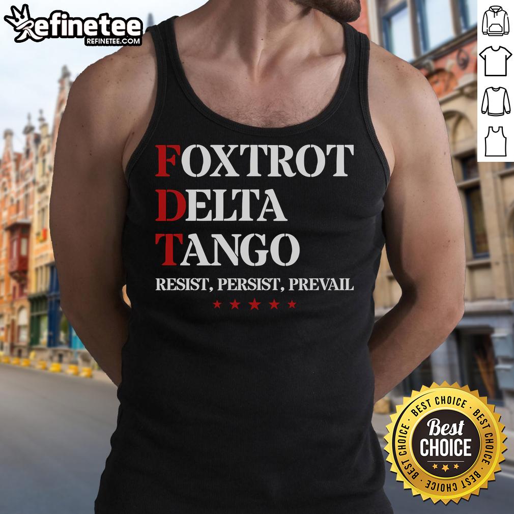 Top Foxtrot Delta Tango Anti-Trump Tank Top featuring bold graphics and a stylish design for political statement wear.