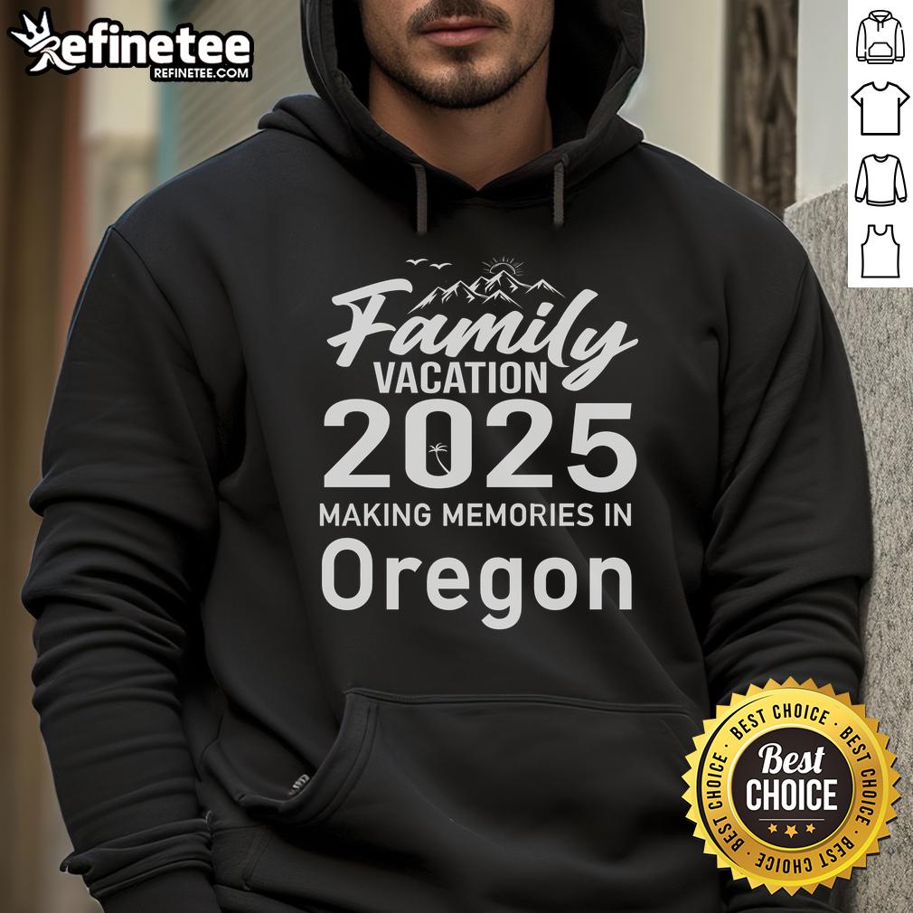 Family vacation 2025 in Oregon wearing matching hoodies, making memories during a fun outdoor adventure.