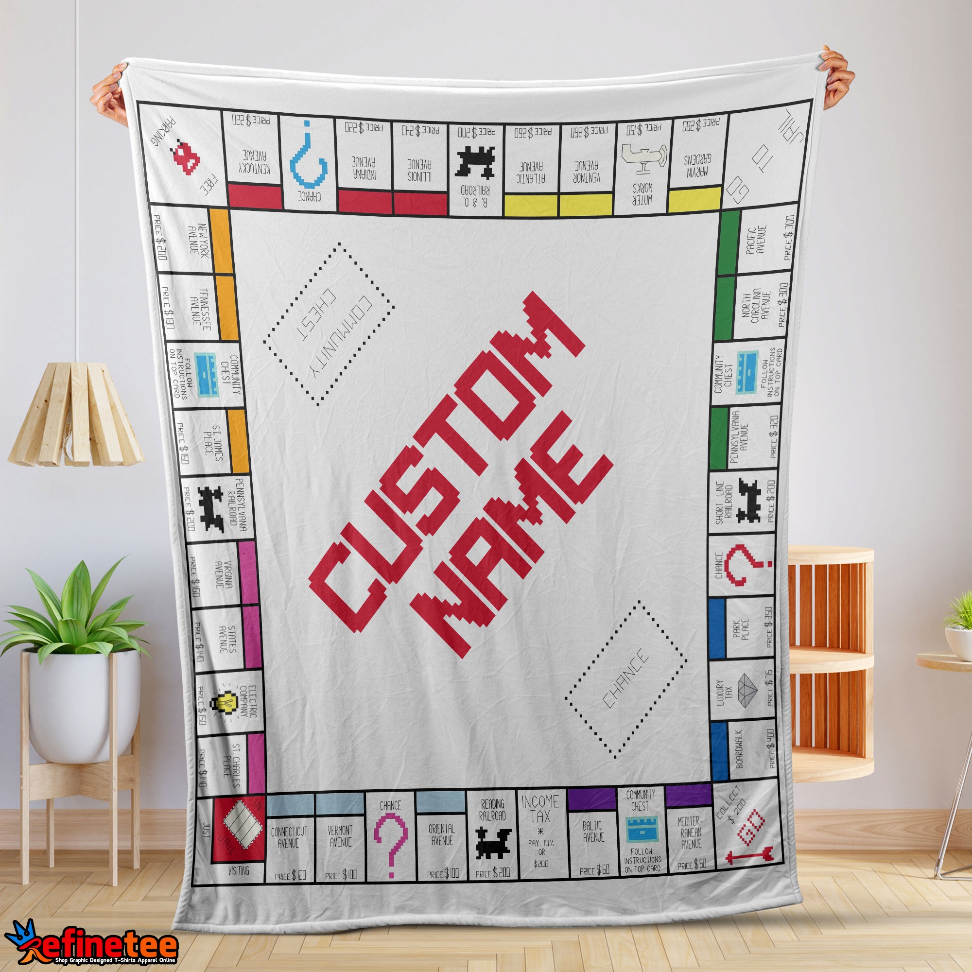 Classic Monopoly Board Game Blanket Fleece Customized Blanket