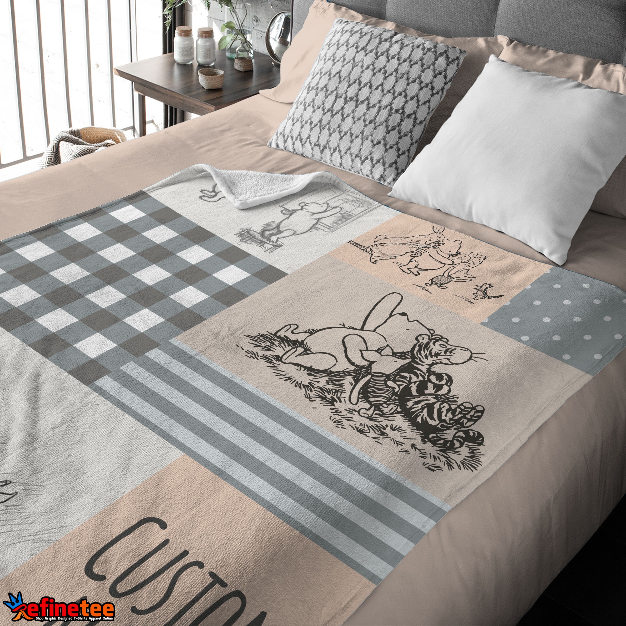 Classic Winnie The Pooh & Friends Sketch Blanket Fleece Customized Blanket