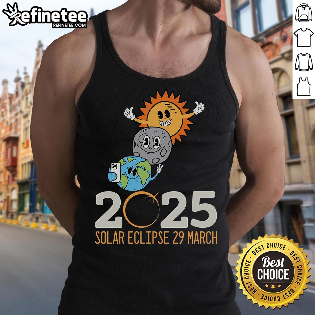 Funny solar eclipse 2025 tank top design featuring a playful graphic for the partial eclipse on March 29, 2025.