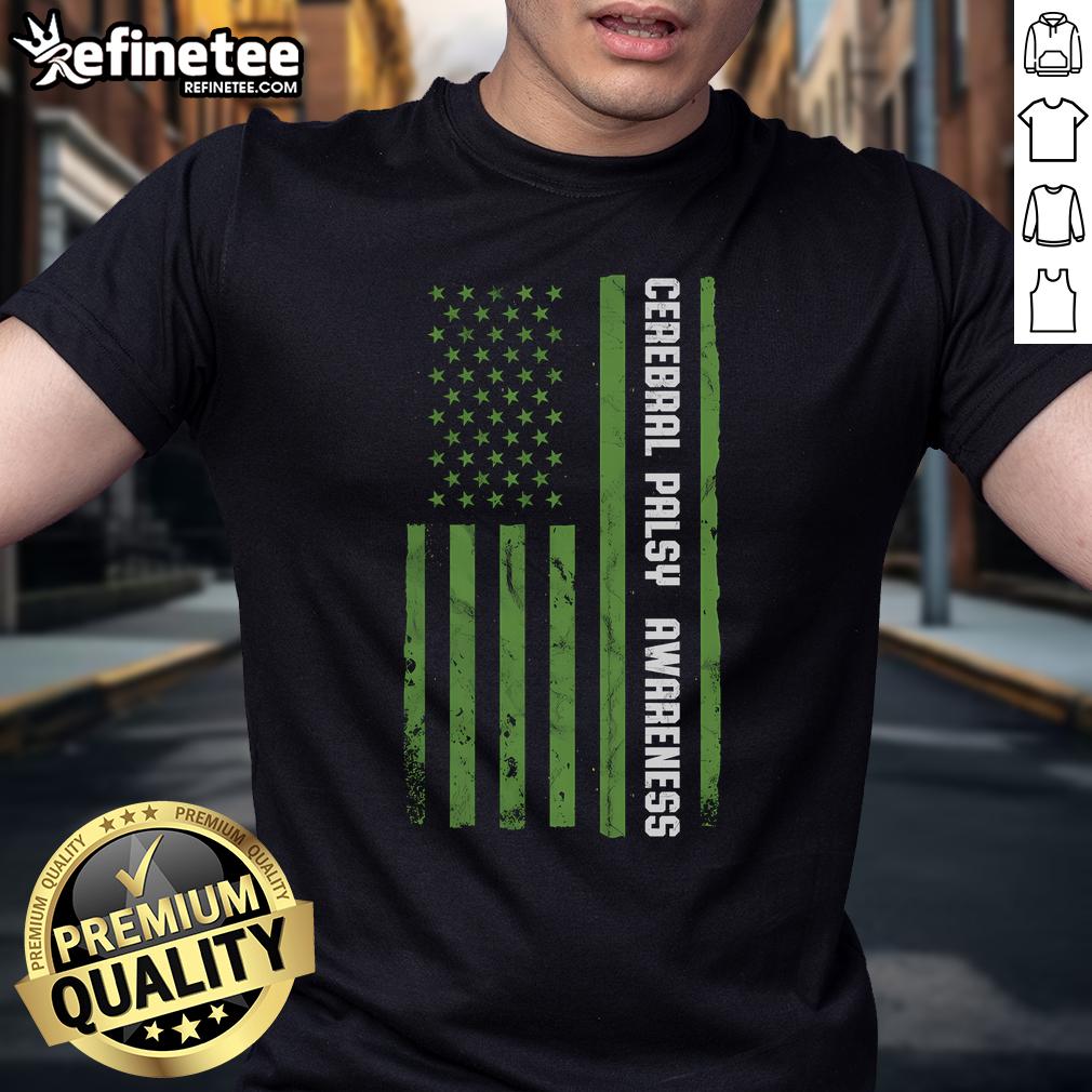 Good Cerebral Palsy Awareness T-Shirt featuring the American flag design, promoting awareness and support for cerebral palsy.