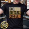 Alt Text: Good God Guitar Coffee T-Shirt featuring a guitarist, perfect for music lovers and guitar enthusiasts.