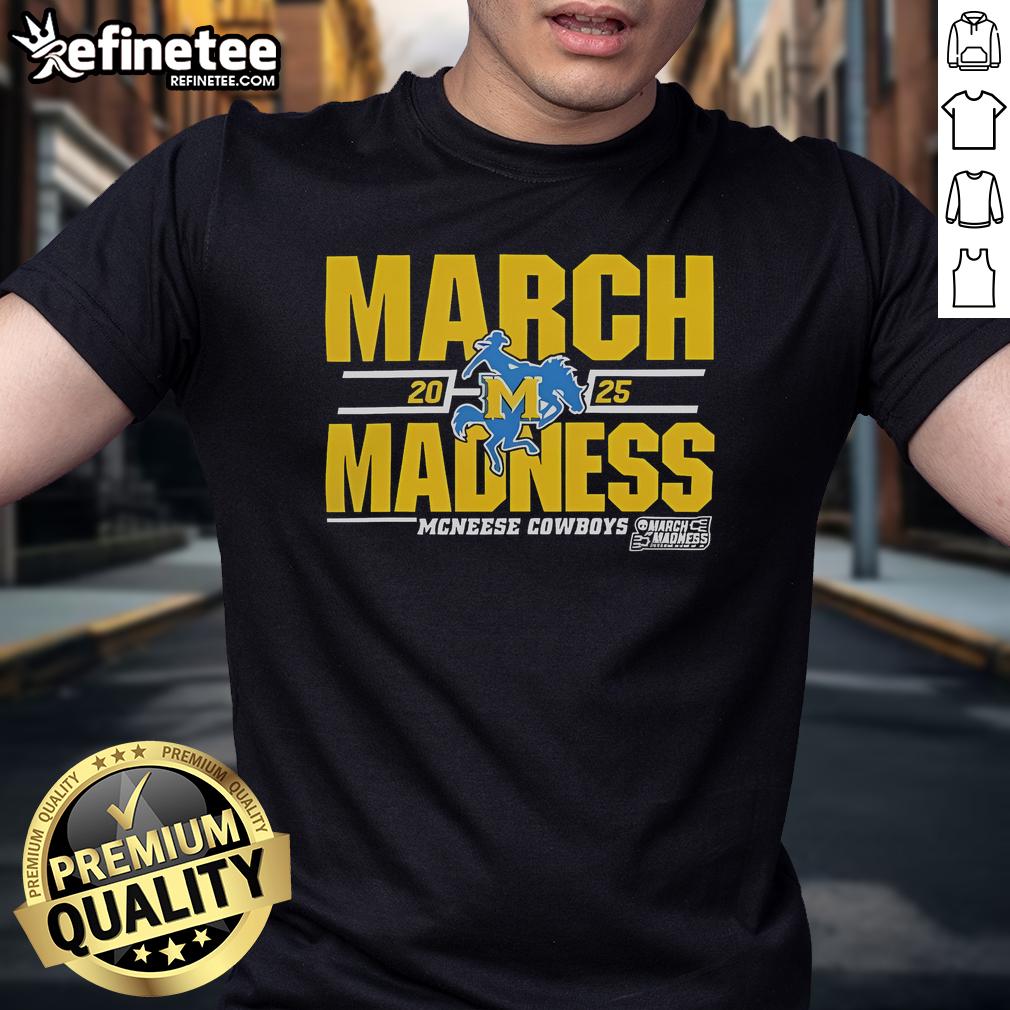 Good McNeese Cowboys 2025 March Madness D1 Men's Basketball T-Shirt featuring team colors and logo for fans.