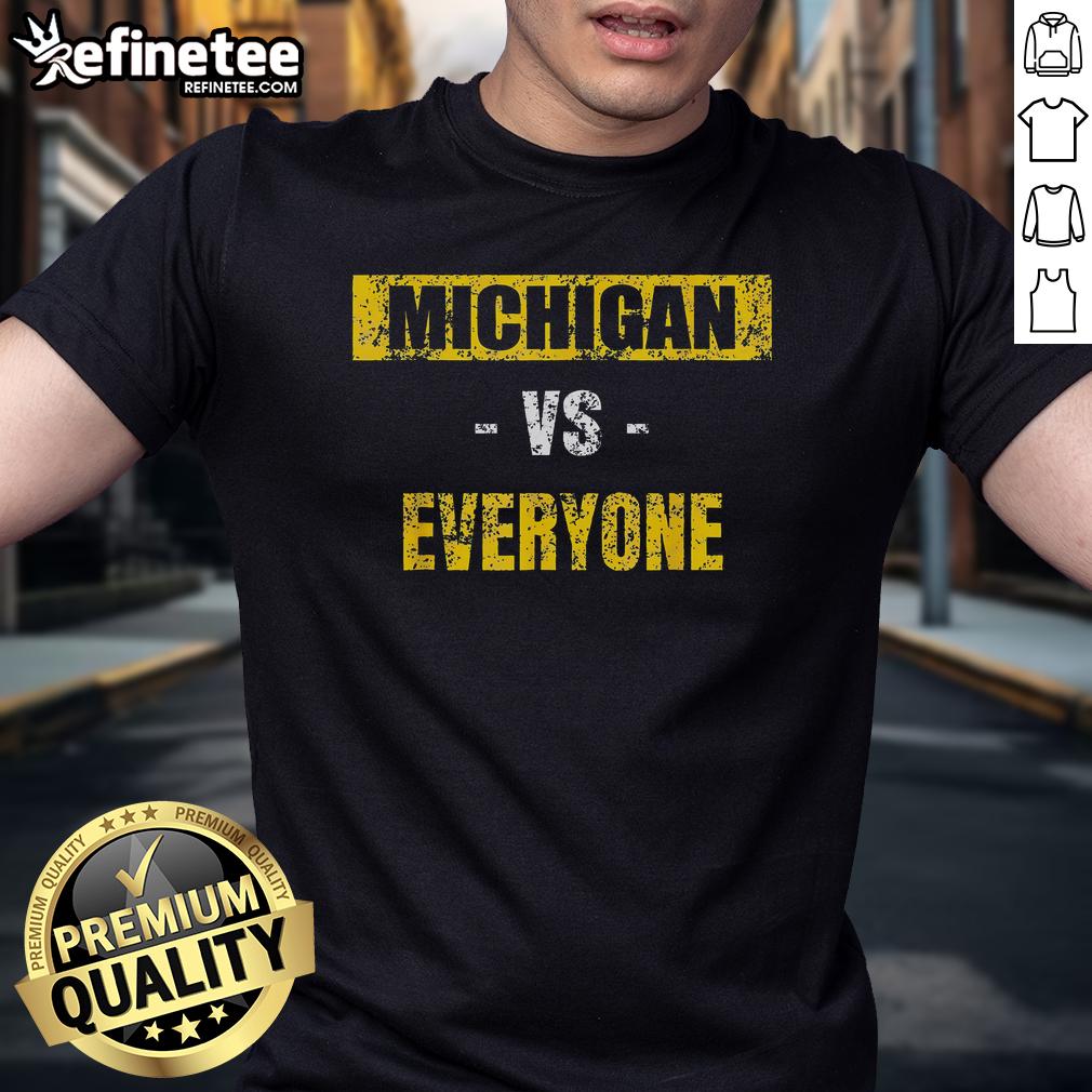 Good Michigan Vs Everyone Michigan Revenge Tour T-Shirt featuring bold graphics and a stylish design for fans.