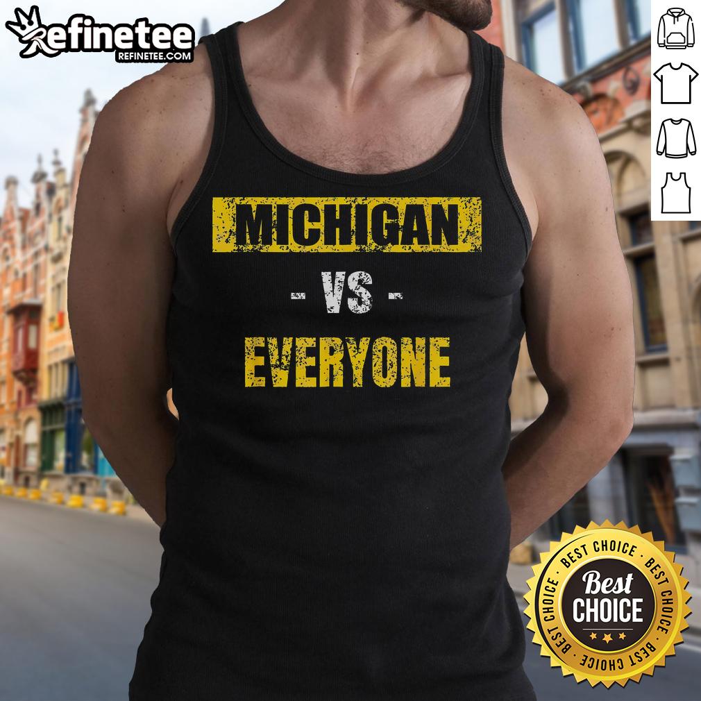 Good Michigan Vs Everyone Michigan Revenge Tour tank top featuring bold graphics for fans of Michigan sports.