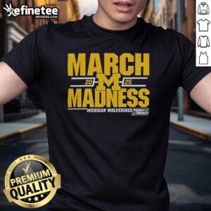 Good Michigan Wolverines 2025 March Madness D1 Men's Basketball T-Shirt featuring bold team graphics and vibrant colors.
