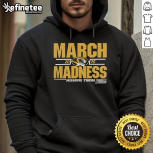 Good Missouri Tigers 2025 March Madness D1 Men's Basketball Hoodie in black with vibrant team logo and stylish design.