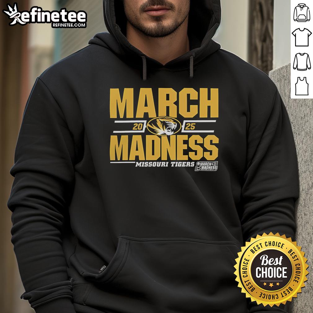 Good Missouri Tigers 2025 March Madness D1 Men's Basketball Hoodie in black with vibrant team logo and stylish design.