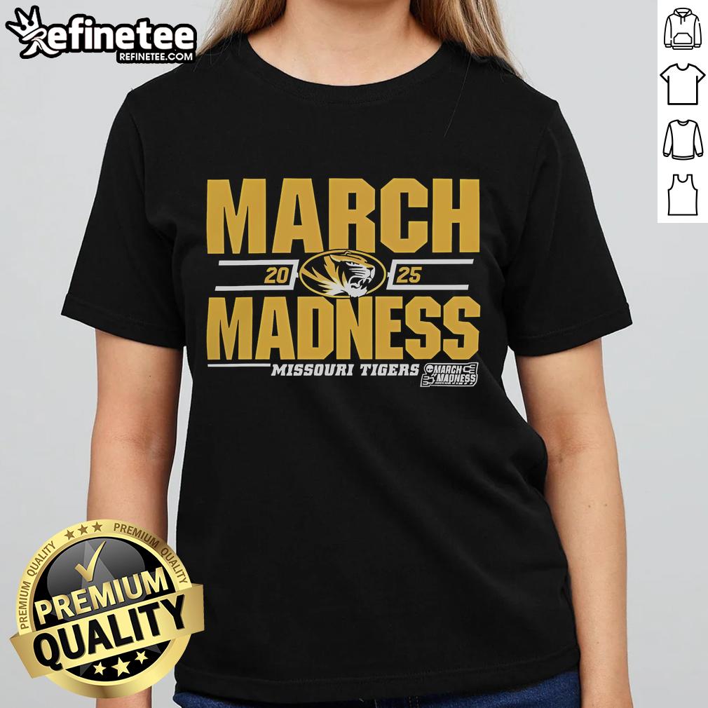 Good Missouri Tigers 2025 March Madness D1 Men's Basketball ladies tee, featuring vibrant team colors and stylish design.