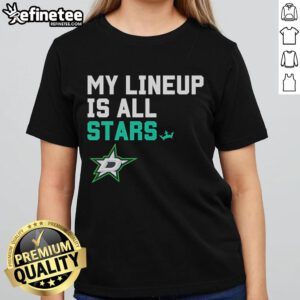 Dallas Stars logo on a stylish ladies tee, perfect for fans showing team spirit and support for the Dallas Stars.