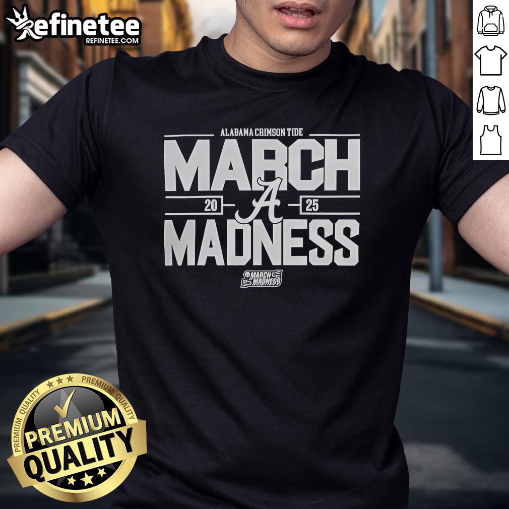 2025 NCAA Men's Basketball Alabama Crimson Tide March Madness T-Shirt featuring team logo and vibrant colors.
