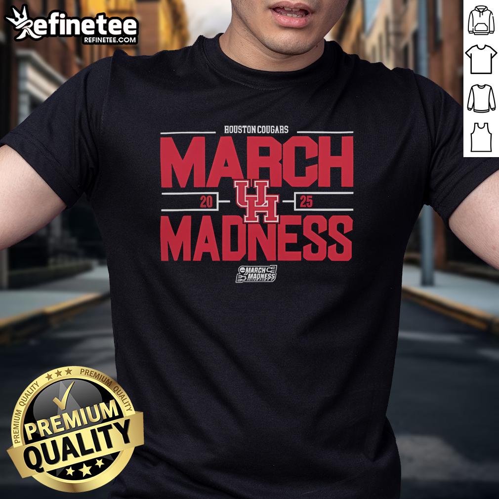 Alt Text: Good NCAA Men's Basketball 2025 Houston Cougars March Madness T-Shirt featuring vibrant team colors and logo.