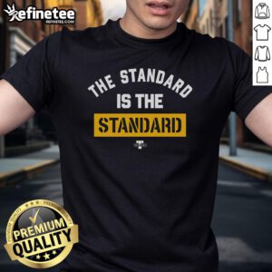 Alt Text: Good Pat Freiermuth wearing 'The Standard Is The Standard' T-shirt, showcasing his style and team spirit.