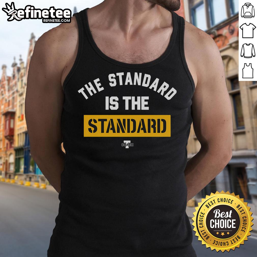 Good Pat Freiermuth wearing 'The Standard is the Standard' tank top, showcasing his casual style and team spirit.