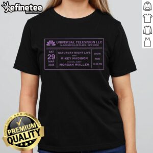 Hot SNL 50 Concert featuring Mikey Madison and Morgan Wallen in stylish ladies tee, perfect for Saturday Night Live fans.