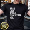 Hot WGA SAG IATSE Teamsters DGA Anti-AI Chatbot T-Shirt featuring bold graphics promoting labor rights and creativity.