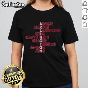 2025 Ladies Tee featuring Nice Arlington Baseball MLB names, perfect for fans and casual wear.
