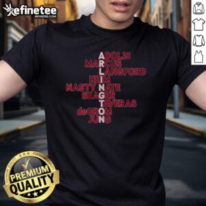 Alt Text: Nice Arlington Baseball MLB Names 2025 T-Shirt featuring team logos and vibrant design for fans.