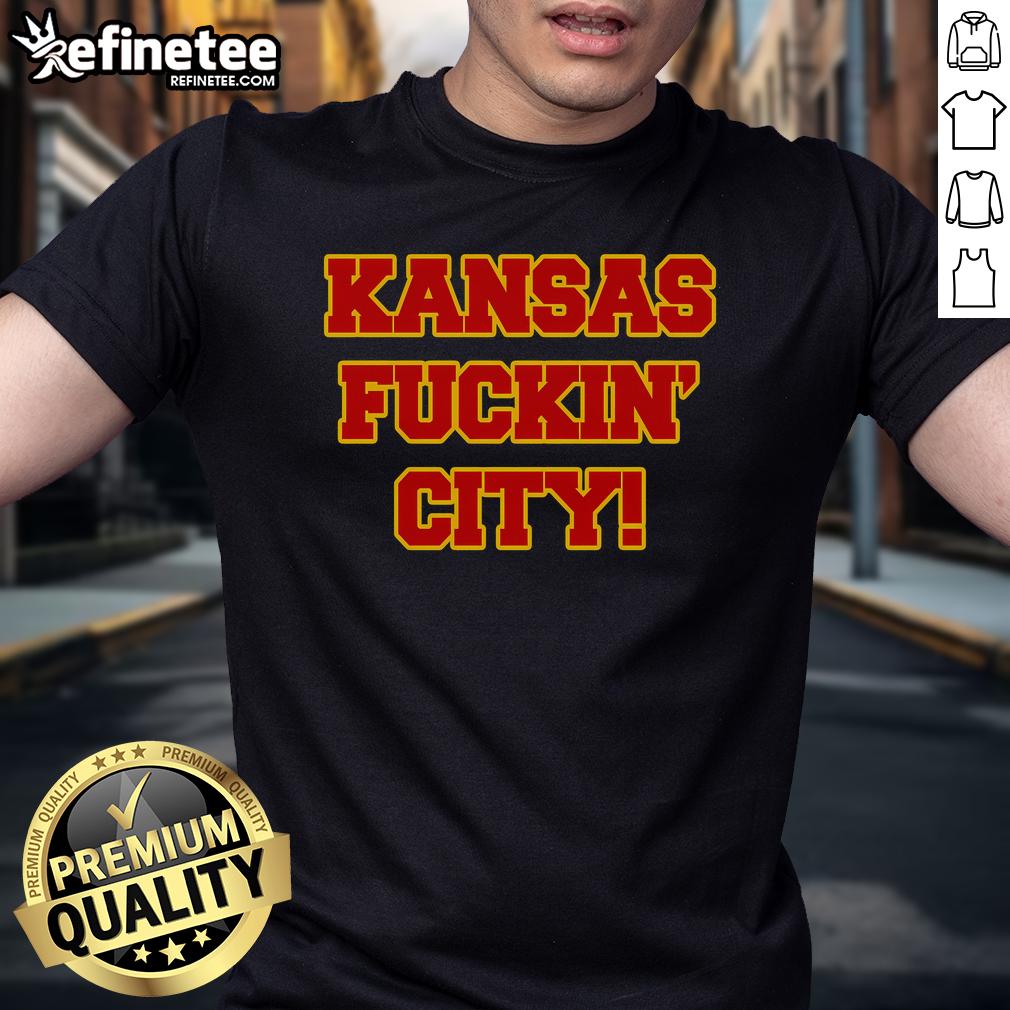 Alt Text: Nice Kansas Fuckin City T-Shirt featuring bold graphic design, perfect for proud Kansas City fans and casual wear.