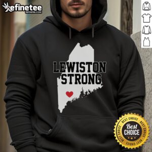 Nice Lewiston Strong Maine Strong hoodie in navy blue, showcasing local pride and community spirit.