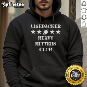 Alt Text: Nice Linebacker Heavy Hitters Club hoodie worn by a football player, showcasing team spirit and athletic style.