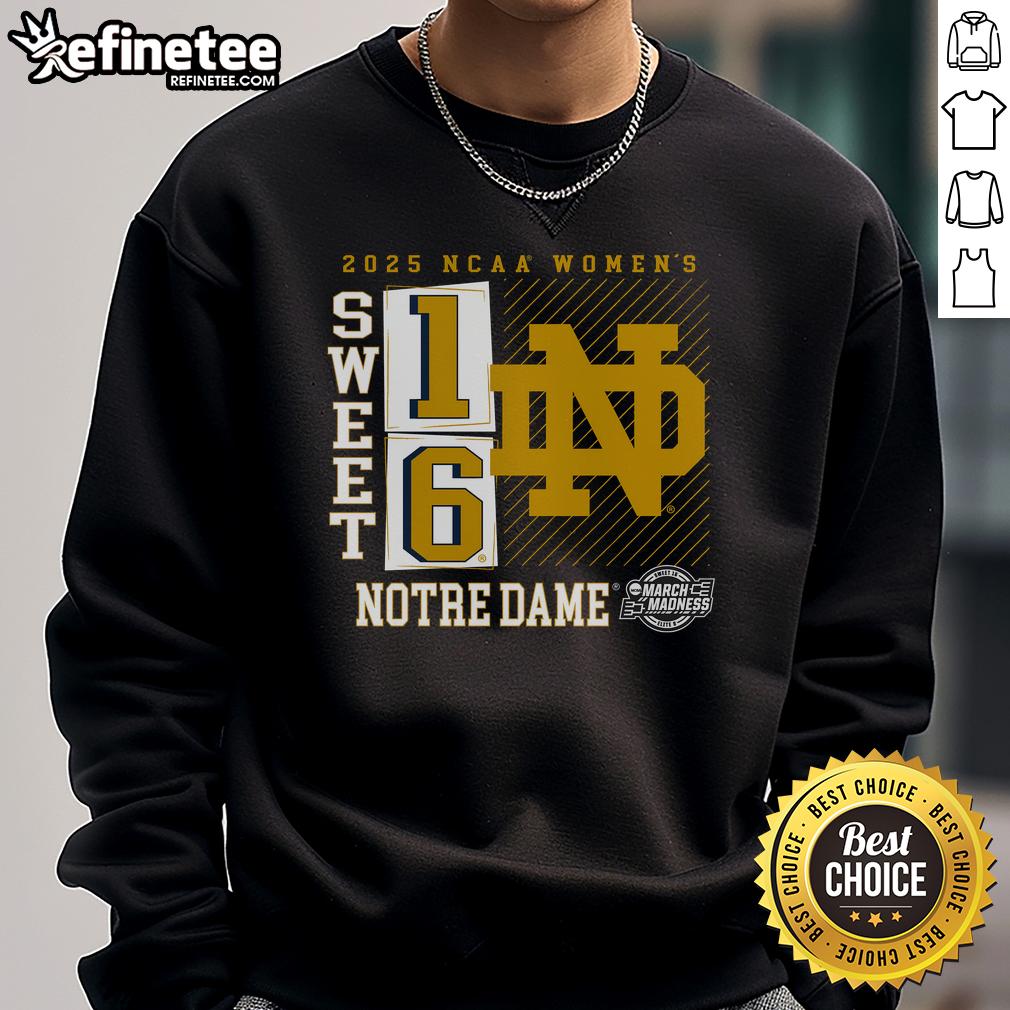 Notre Dame Fighting Irish 2025 NCAA Women's Basketball Tournament sweatshirt featuring a no-look pass design for March Madness.