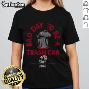 Nice Omaha Basketball 'It's A Bad Day To Be A Trash Can' Ladies Tee featuring a playful graphic and vibrant colors.