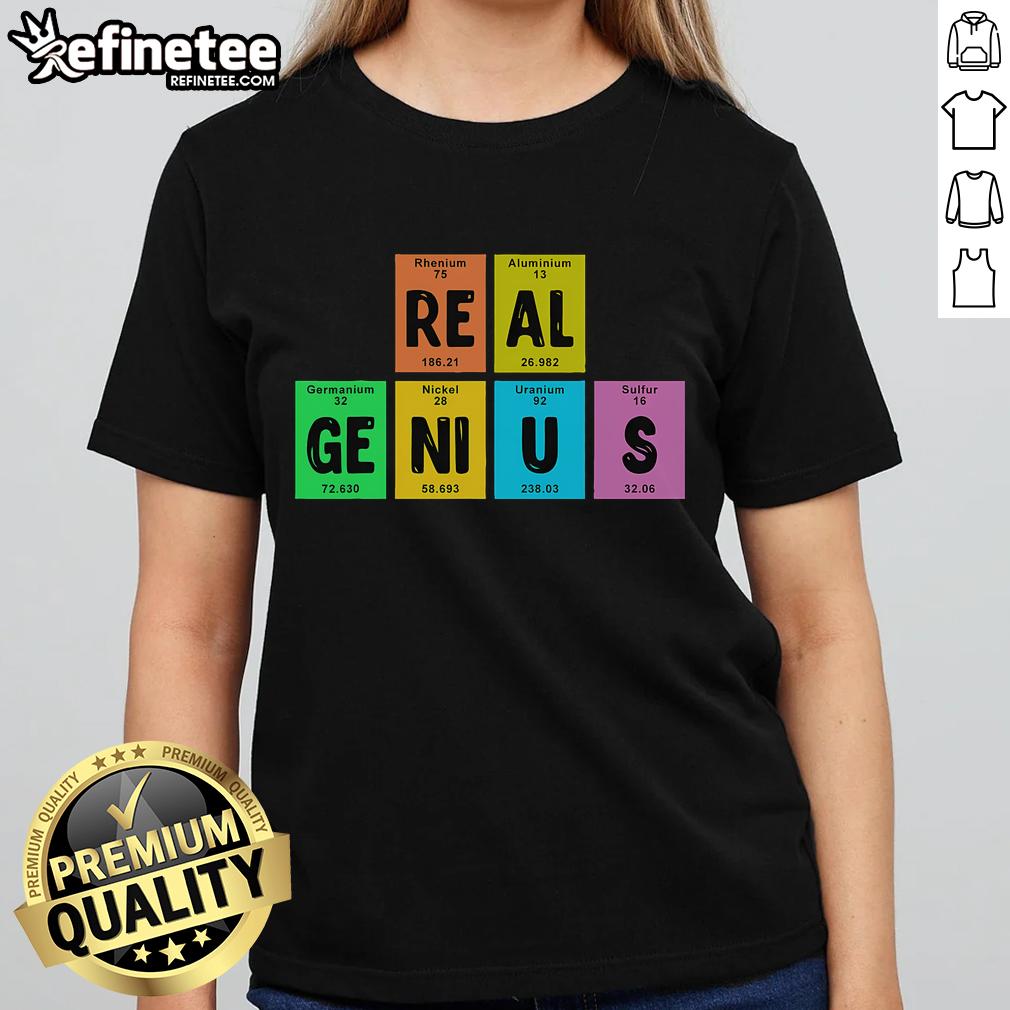 Alt Text: Stylish Nice Periodic Table of Elements tee for real genius ladies, featuring vibrant colors and a trendy design.