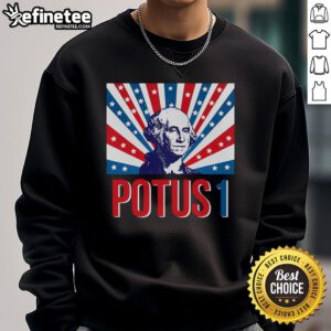 Alt Text: Retro sweatshirt featuring George Washington design, perfect for fans of American history and the Nice Potus collection.