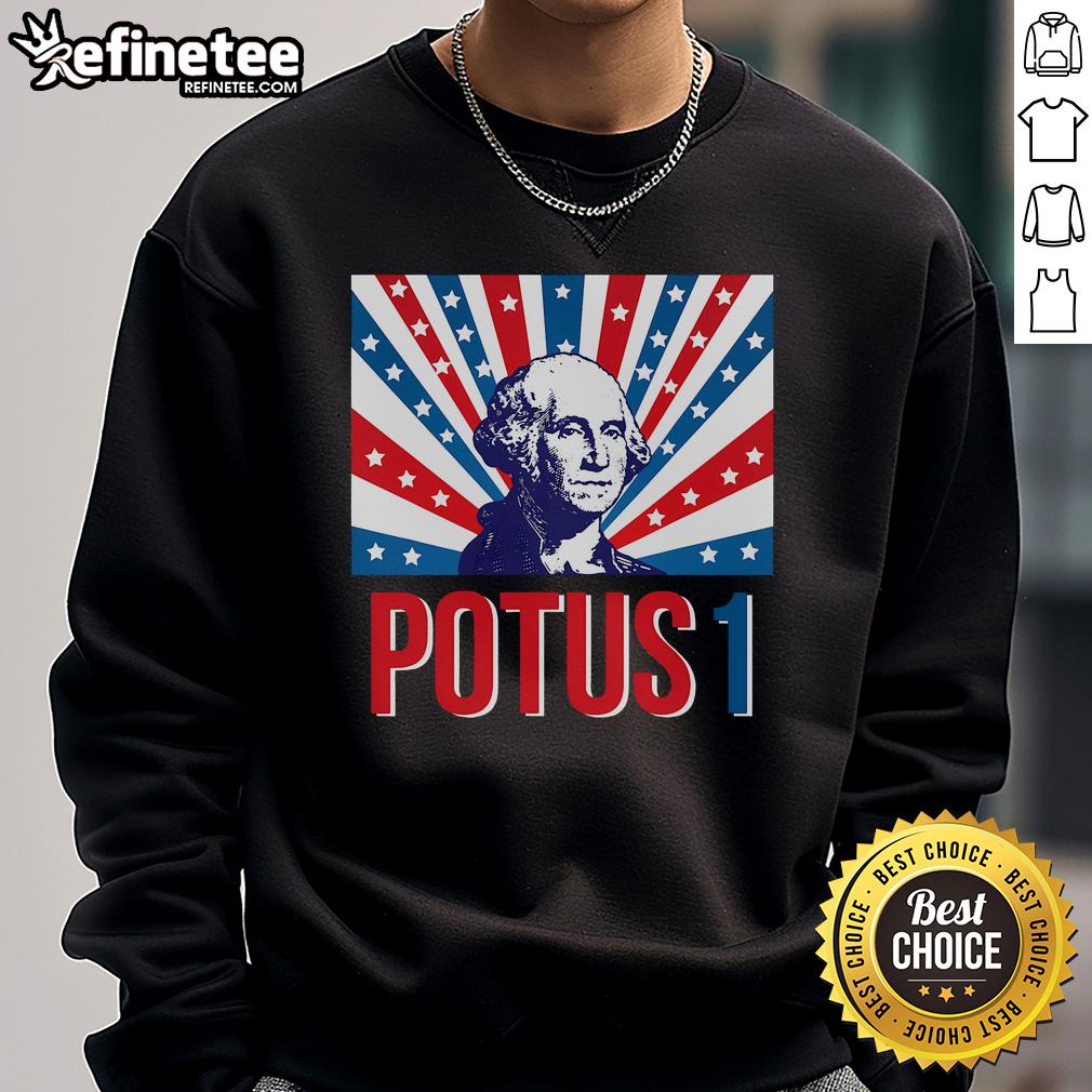Alt Text: Retro sweatshirt featuring George Washington design, perfect for fans of American history and the Nice Potus collection.