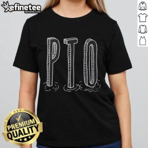Nice Stanley Swanson wearing Paid Time Off new ladies tee, showcasing a stylish and comfortable design for casual wear.