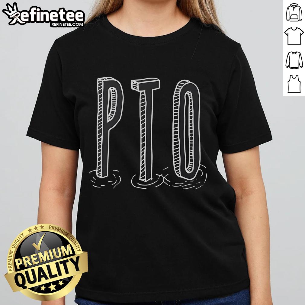 Nice Stanley Swanson wearing Paid Time Off new ladies tee, showcasing a stylish and comfortable design for casual wear.