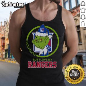 Nice The Grinch I Hate People But I Love My Rangers tank top featuring a playful Grinch design and vibrant colors.