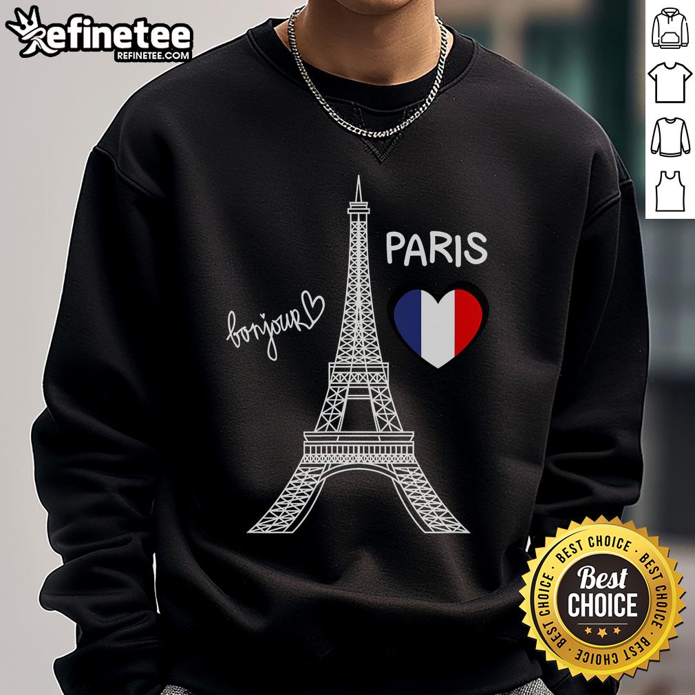 Cozy 'Nice Travel to Paris' sweatshirt featuring Eiffel Tower design, perfect for travel enthusiasts and fashion lovers.