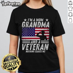 Patriotic ladies tee featuring a nice veteran grandma design, celebrating moms, grandmas, and veterans in style.