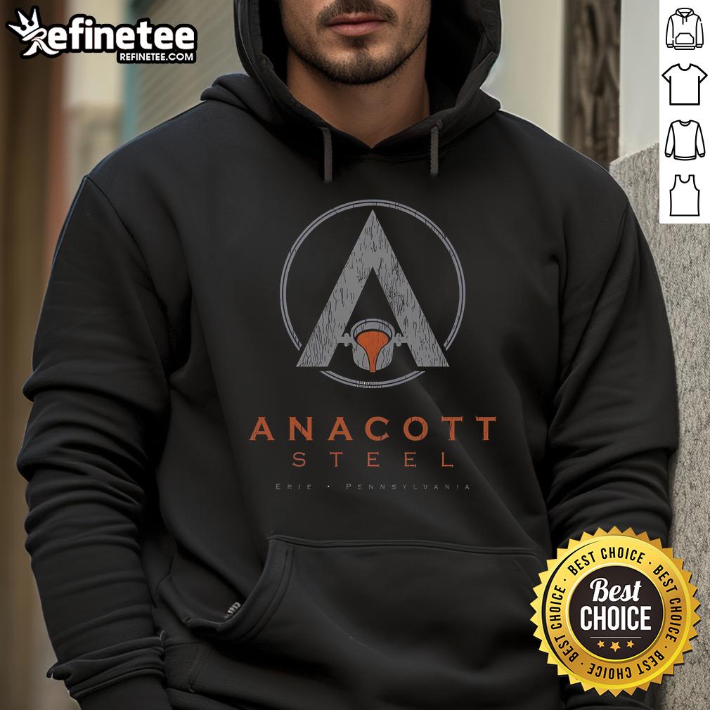 Official Anacott Steel hoodie from Erie, Pennsylvania, featuring the logo and stylish design for comfort and warmth.