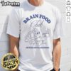 Official Brain Food Club Never Not Learning T-Shirt featuring coffee, music, and headphones design for knowledge enthusiasts.