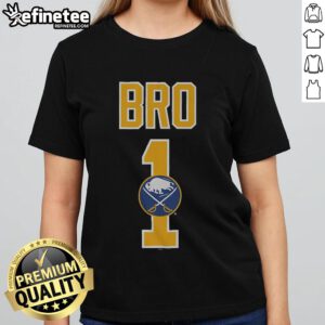Official Buffalo Sabres Number 1 Bro Ladies Tee featuring vibrant team colors and stylish design for female fans.
