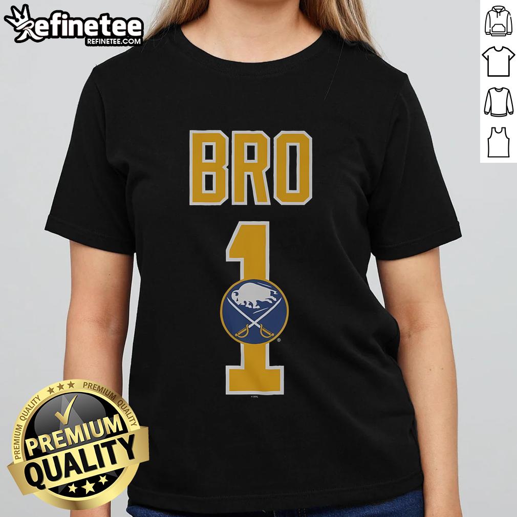 Official Buffalo Sabres Number 1 Bro Ladies Tee featuring vibrant team colors and stylish design for female fans.