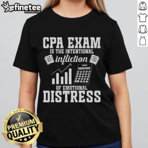 Official CPA Exam ladies tee featuring stylish design, perfect for celebrating your CPA exam success and accounting passion.
